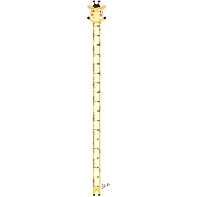 SUPERDANT 2 SheetsSet Cartoon Height Growth Chart Wall Sticker Yellow Cute Cartoon Giraffe Self-Adhesive Height Wall Decal for Play Room Nursery Bedroom Living Room Decor