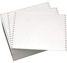 KDM 188, Dot Matrix Computer Paper 9-1/2'' x 11'' White, 1/2 Marginal Perfs 18# 1 Part, 2800/Carton