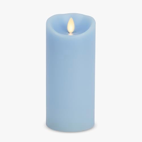 Luminara Flameless LED Battery Operated Flickering Pillar Moving Flame Candles Airy Blue, 3 x 6.5