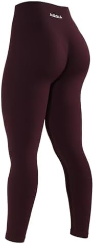 AUROLA Power Workout Leggings for Women Tummy Control Squat Proof Ribbed Thick Seamless Scrunch Active Pants