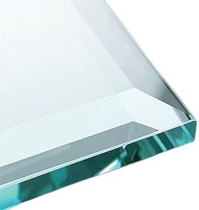24" Inch Square Glass Table Top - 3/8" Thick - Beveled Edge, Eased Corners