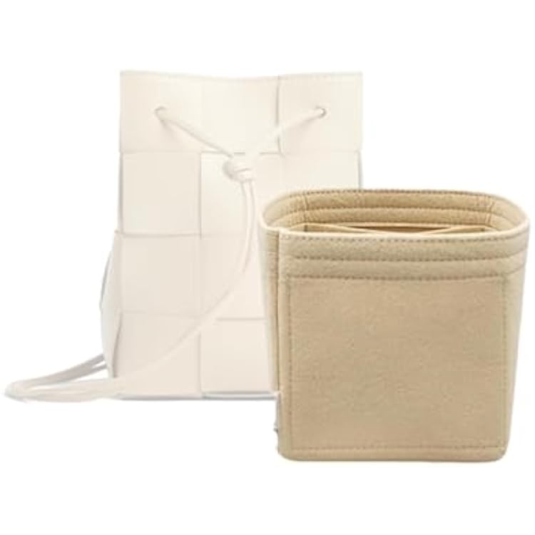 Bag Organizer for Bottega Veneta Cassette Bucket Bag 14L x 18H x 14D cmBeige, Style B: Top Zipper