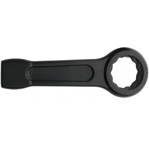 Unifizz Alloy Steel Slogging Ring Spanner 24mm Straight Percussion Wrench Torx Wrench, Box End Striking Spanner, Black 1pcs