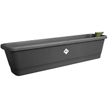 elho noa Balcony Trough XL - Balcony Planter with Water Reservoir - 100% Recycled Plastic - 78 x 20 x 17.8 cm - Black/Living Black