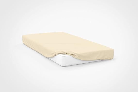 Belledorm Ivory Jersey Fitted Sheet, 100% Jersey Cotton (Double)