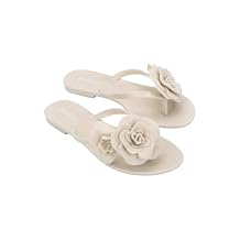 Melissa Harmonic Petals Jelly Flip Flops with Floral Applique for Women