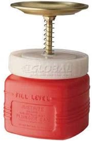 Justrite Plunger Can, 1-Quart, Non-Metallic, Red, 14018(14018)