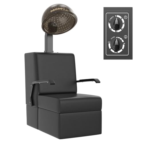 SyyBhb Professional Hooded Hair Dryer Chair, 1000W Angle Height Adjustable Downdraft Hood, 60-Minute Timer, Temperature Control