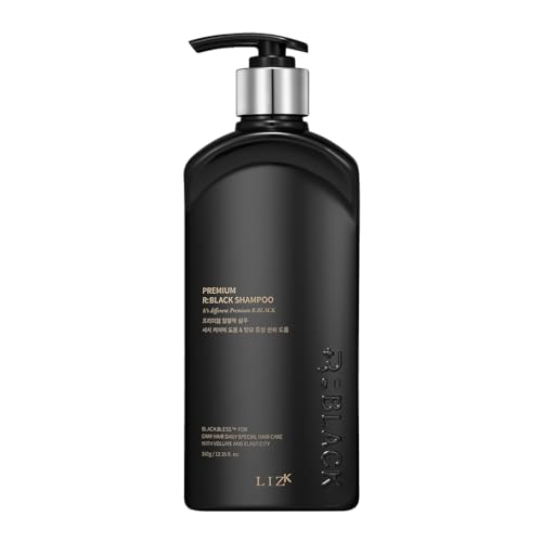 LIZK Premium R:Black Darkening Shampoo for Gray Hair, Hair Loss Prevention & Scalp Care, Daily Hair Care to Improve Volume & Elasticity 12.35 fl.oz