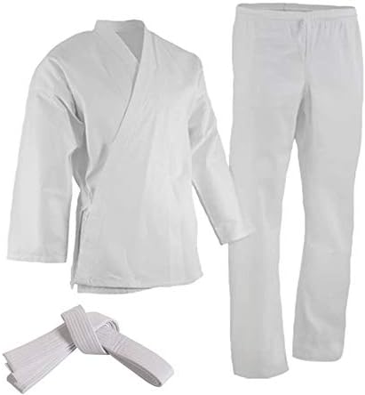 TMA Martial Arts Karate Elastic Drawstring Uniform for Kids & Adult Lightweight Student Gi 7oz with Free Belt