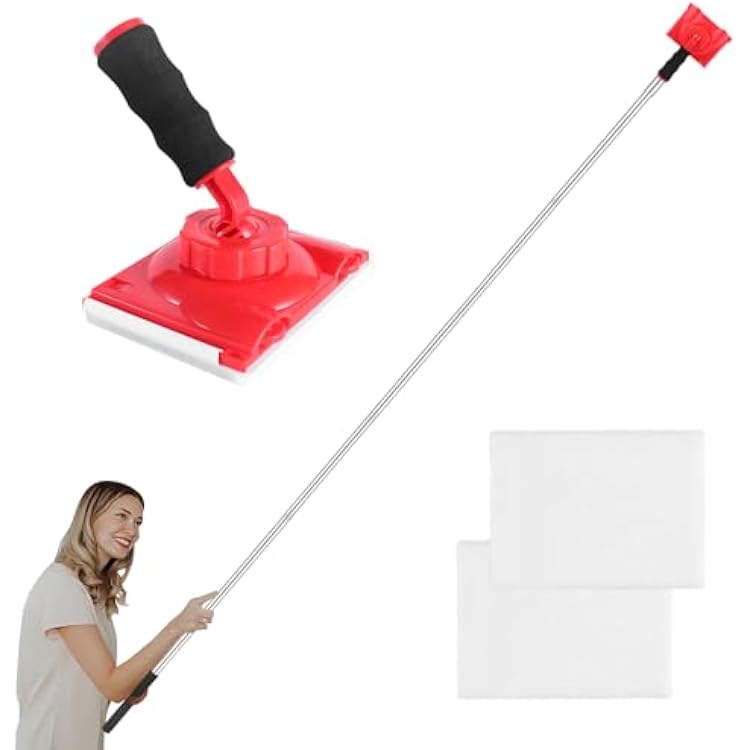 Paint Edger Tool for Walls, 6-Section Paint Edger Tool with Threaded Extension Rod: The Ultimate Adjustable Paint Pad Applicator for Walls, Ceilings, Trim & Baseboards -  with 2 Refill Pads