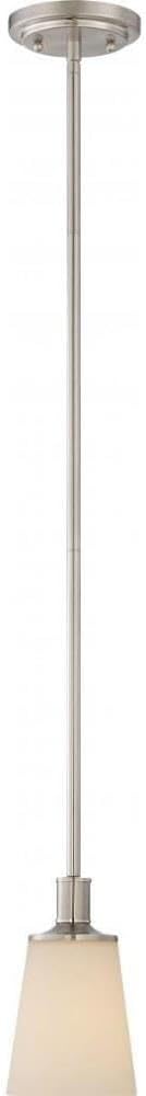 Nuvo Lighting 60/5828 Laguna 1 Light 100W A19 max. Medium Base Mini Pendant with White Glass, Brushed Nickel