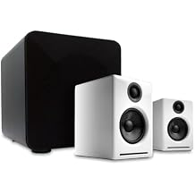 Audioengine A2 White Pc Speakers for Desktop and S6 Black Subwoofer for Music Gaming Movies Studios Dorms Bedrooms Offices