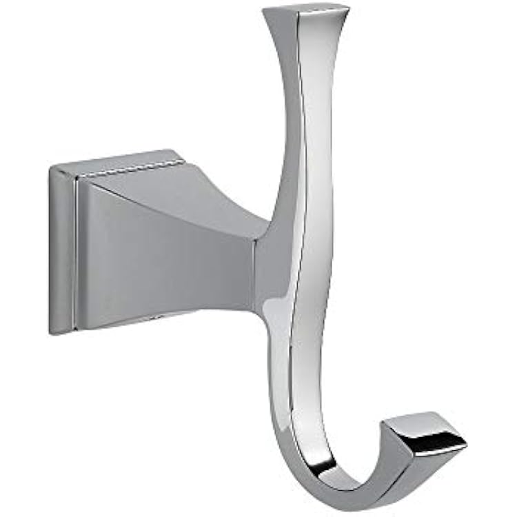 Delta Dryden 1-Pack Towel Hooks Polished Chrome, Double, Wall Mounted for Robes 2-Prong Holder, Bathroom Accessories 75135-RB