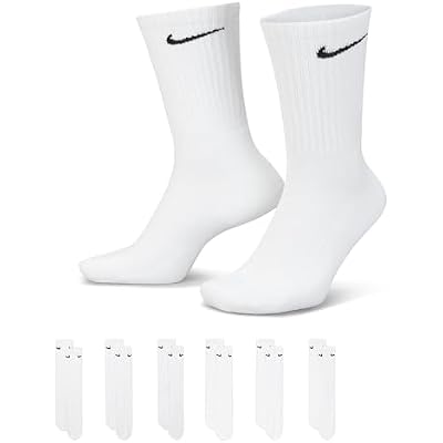 Nike Unisex Adult Everyday Cushioned Training Crew Socks (6-Pack) | Mens and Womens