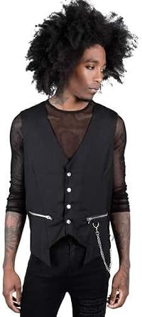 Killstar Dead Man's Black Solid Goth Steampunk Chain Waistcoat Vest