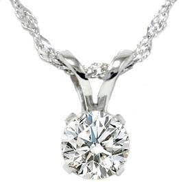 P3 POMPEII3 Pompeii 1/3ct Round Solitaire Pendant 14k White Gold Diamond Necklace