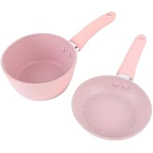 Pwshymi Aluminum Alloy Anti Stick Frying Pan & Milk Pot Set for Electric Ceramic Stove, Kit for Small Kitchens, 2 Cookware Set