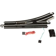 Bachmann Trains - Snap-Fit E-Z TRACK REMOTE TURNOUT - LEFT (1/card) - STEEL ALLOY Rail With Black Roadbed - HO Scale
