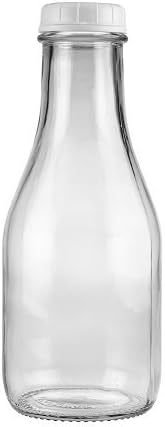 1 Qt Heavy Glass Reusable Milk Bottle, 32 Oz Tall/round Style, Includes 48 Mm Plastic Snap Cap