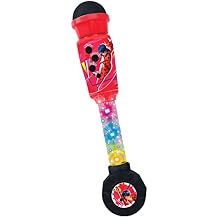 LEXiBOOK Miraculous, Lighting Microphone for Children, Musical Toy Game, Built-in Speaker, Light Effects, Aux-in Cable Plug, Red, MIC90MI