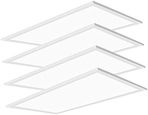 2x4 LED Flat Panel Light Drop Ceiling 7800 Lumens,5000K Commercial Lighting,0-10V Dimmable,110-277V Recessed Edge-Lit Drop Ceiling Light for Office Kitchen,ETL Listed 4-Pack