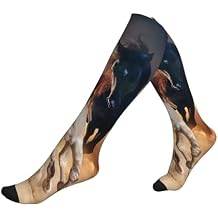 Horses Running in Desert for Knee High Compression Socks for Women Men, Nurse Running Travel Support