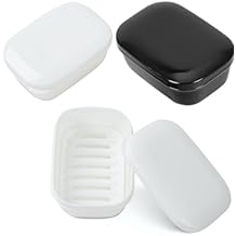 Quatish Leakproof Soap Holder 3 Pack, White and Black, Travel Soap Container with Lid, Travel Size Toiletries, Portable Bar Soap Holder