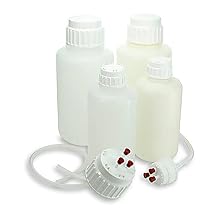 1139Z09EA, PP Heavy Duty Vacuum Bottle with 83mm White PP Screw Cap, Narrow Mouth, 4 Liter Capacity