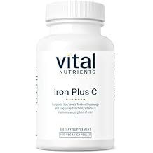 Vital Nutrients Iron Plus C - Vegan Iron Supplement - 20mg Fe with 200mg Vitamin C to Increase Fe and Energy Levels - Gluten, Dairy, Soy Free - Non-GMO - 100 Capsules