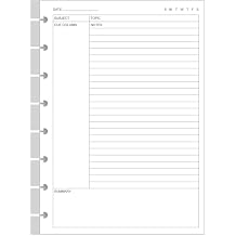 Junior Size Cornell Notes Filler Paper - A5 TUL Custom Note-Taking System 8 Disc Discbound Refill Pages, 50 Sheets/100 Pages, 100 gsm White Paper, 5.8" x 8.3"