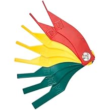 Metal Brake Lining Thickness Gauge Tool - Set of 8, Automotive Brake Pad Measuring Ruler,Brake Pad Feeler Gauge,Corrosion Resistant High Visibility Finish - Metric & SAE Measurements,Color Coded Sizes