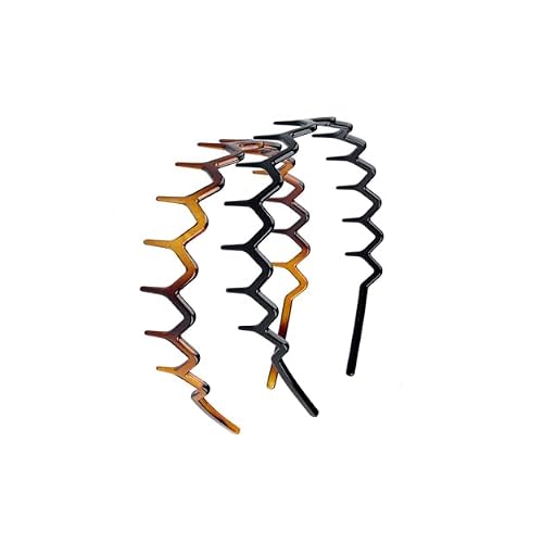 Zig Zag Headbands, Recycled Plastic Wavy Teeth Hair Band, No Slip Effortless HairComb Headbands, Classic 90s Hair Accessories Bands for Women Teen Girls