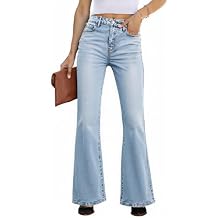 EMMIOL Flare Jeans for Women Trendy, Mid-High Waist Bootcut Bell Bottom Jeans, Stretchy Denim Y2K Pants with Pockets