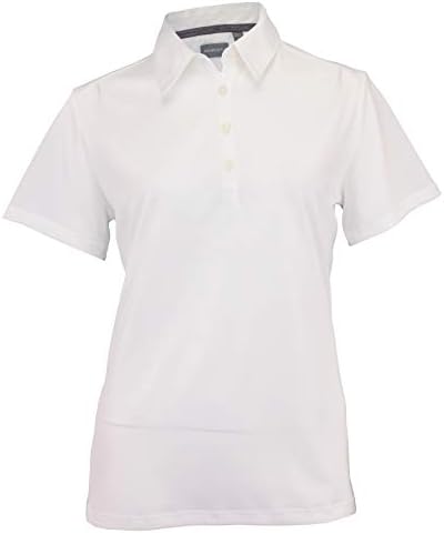 Ashworth Womens Performance EZ-SOF Solid Golf Polo White, Medium
