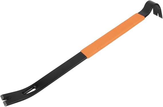 Klein Tools 66098 Pry Bar, Flat Heavy Duty, Crowbar Nail Puller, Forged Carbon Steel, Curved Claw, For Prying, Scraping, Lifting, Pulling, 21-Inch