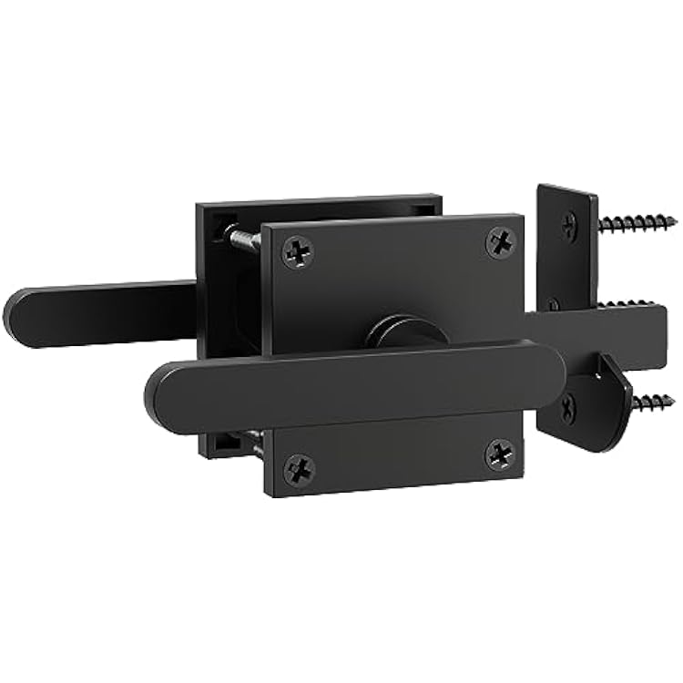 Gate Latch for Outdoor Fence Heavy Duty Aluminum Outdoor Gate Patio Door Lock Durable Gate Locks for Wooden Fence for Garden, Pool Door Black Powder Coated Fence Gate Latch Lock, GL002