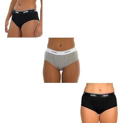 Woxer Medium Black 2.0  Pride Black  Heather Grey Womens Boxer Briefs Underwear, Classic Brief Style Boyshorts Panties, Soft Anti-Chafing, No Roll Inseam