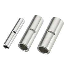 Baomain 75pcs Copper Metal Uninsulated Wire Ferrule Cable Crimp Terminals Butt Connector 10-12 AWG (4.0-6.0 mm2) / 14-16 AWG (1.5-2.5 mm2) / 18-22 AWG (0.5-1.0 mm2),Each Size 25 PCS