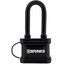 BRINKS - 40mm Laminated Steel Weather Resistant Padlock with 2 Shackle - Vinyl Wrapped and Chrome Plated with Hardened Steel Shackle, 172-42051, Black