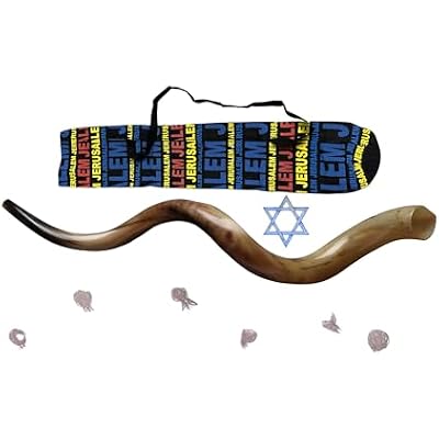 YOMTOV-SHALOM Handcrafted Kosher Kudu Shofar from Jerusalem | Shofars King Collection | Size 29 inch 73 cm | Includes Blue Shofar Bag