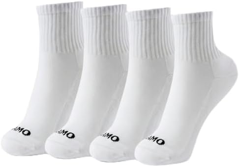 Kamo Fitness Daily 4-Pack Womens Ankle Socks, Athletic Half Crew, Cotton Mid-Calf, Cushioned Sole, Seamless Toe, Size 5-9