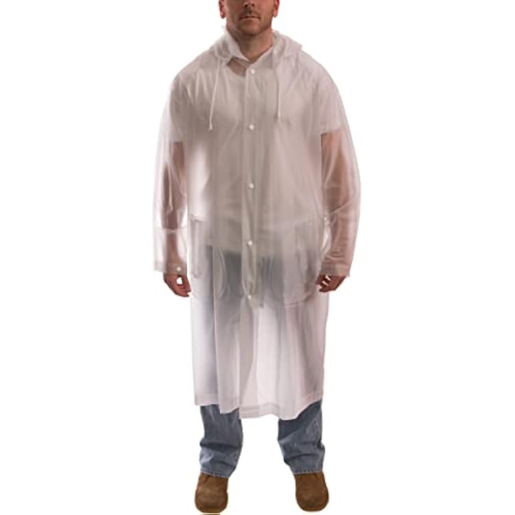 Tingley Rubber C61210 48-Inch Tuff-Enuff Rain Coat with Detachable Hood, Large, Clear