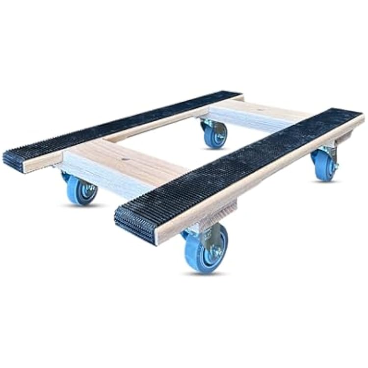 Made in USA Premium Solid Oak Furniture Dolly - 18x30 H-Frame wNon-Slip Grip, 3.5 Non-Marking Wheels, Heavy-Duty 1000 lbs Capacity