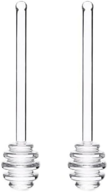 2Pcs Transparent 6" Glass Honey Dipper Sticks Stirring Sticks Server Honey Spoon Dipper Stirrer Honey Wand for Honey Pot Jar Containers Honey Dispense Drizzle, Home and Kitchen