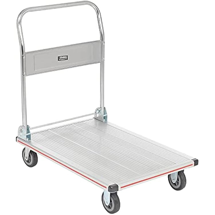 Global Industrial Lightweight Folding Platform Truck, Aluminum, 36 L x 24 W, 600 Lb. Capacity, 2 Swivel & 2 Rigid 5 Rubber Casters, Flatbed Push Cart