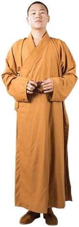 Mens Traditional Buddhist Monk Robe Womens Loose Comfortable Cotton Meditation Prayer CostumeGray,2XL