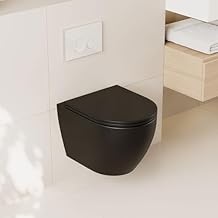 DeerValley In-Wall Toilet Combo Set and Carrier System, Wall Hung Toilet with Tank, Wall Mounted Toilet with Soft Closing Seat, 1.1GPF/1.6 GPF Dual Flush, Black (2 Packages Separately)
