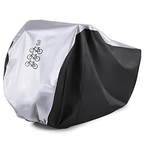 Maveek Waterproof Cycle Bike Rain Cover For 1 2 3 Cycle Bikes, Road Bicycle Cover Outdoor Indoor Storage Water Resistance Travel Transport Garage Shed Tent Winter Summer All Weather