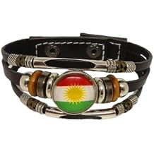 Generisch Rojava Kurdistan Flag, Kurdish Flag, Leather, Black, Adjustable Length, Traditional, Patriotic, Verstellbar, Leather, Verstellbar, Leather